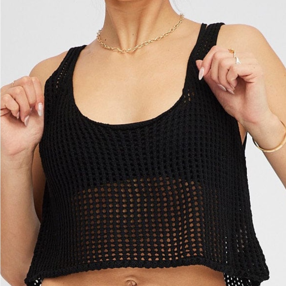 Black knit/crochet Crop Top
